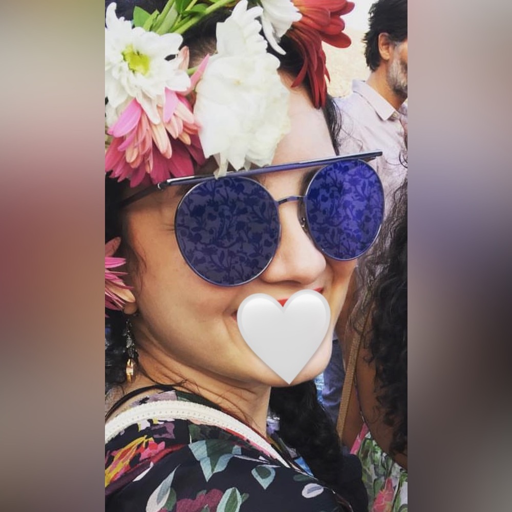 Giorgio Armani runway sunglasses with flower lenses